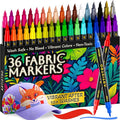ARTISTRO 36 Dual-Tip Fabric Markers - Fabric Decorating Kit - Permanent for Clothes - No Bleed Pens for T-Shirts, Bags, Textile, Canvas, and More (Brush Tip and Fine Tip)