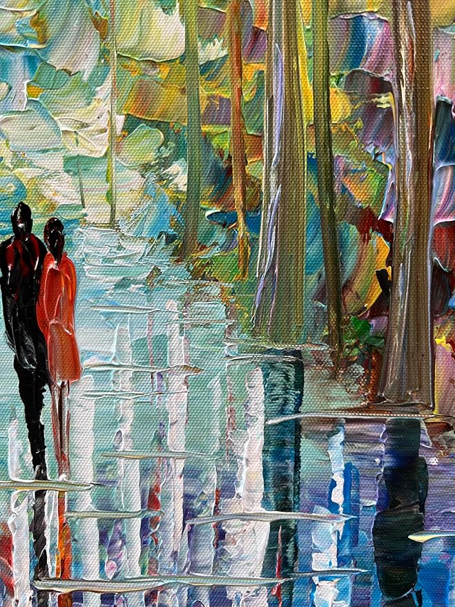 Art Hand-Painted Abstract Oil Painting, 48x24 Inch, Romantic Landscape, Vertical, Unframed, Living Room, Dining Room, Bedroom, Office