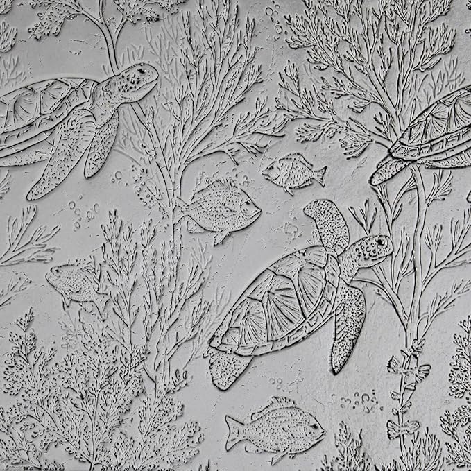 Coastal Creatures Collection 4-Pack Clay Texture Rollers (4") - Seamless Ocean Set #01 - Embossing Pattern Rollers for Polymer & Ceramic Clay, Pottery & Crafts