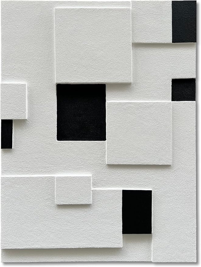 Art Hand-Painted Modern Minimalist Black and White Abstract Art Oil Painting Canvas Wall Deco Art Painting 40x28 inches