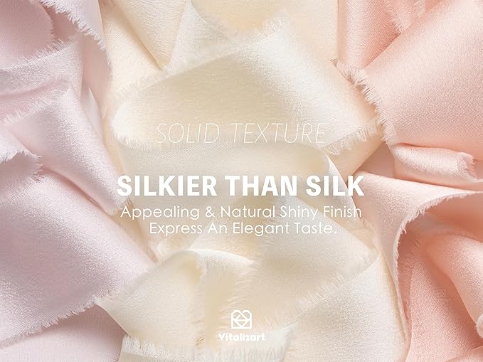 Vitalizart Silk Satin Ribbon 1-1/2 inch x 15 Yard with Wooden Spool Pink & White Handmade Frayed Ribbons for Gift Wrapping Baby Shower Wedding Bridal Bouquets Holiday Decor