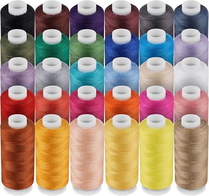 ilauke Sewing Thread, 30 Color Assortment, 500 Yards Polyester Thread, Sewing Kit for Hand/Quilting/Sewing Machine