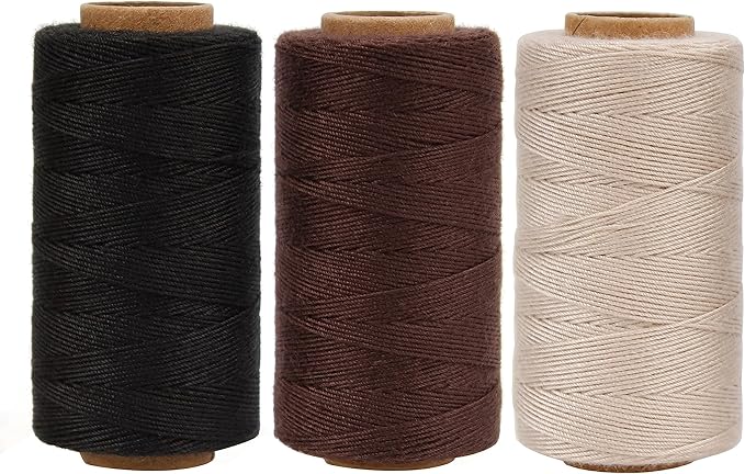Lusecarl Polyester Thread 110 Yards Each Spool for Hair Extensions 3 Rolls Hair Weave Sewing Threads for Hand Sewing, Hair Extensions, Making Wigs DIY (3 Thread, 3Color)