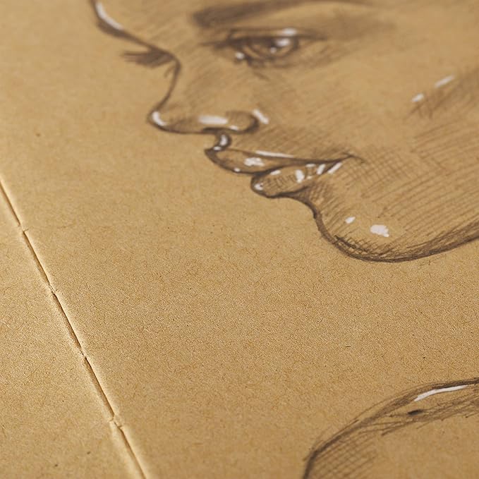 SoHo Urban Artist Open Bound Sketch Pads - Open Coptic Bound Sketch Pads for Drawing, Calligraphy, Any Dry Media, & More! - [Kraft - 5.6x8.26 - Single]