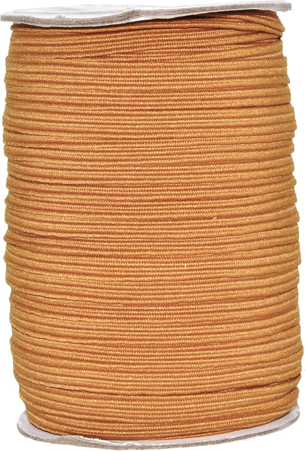 Mandala Crafts 6mm 50 Yds Roll of Russet Brown Elastic Bands for Sewing - 1/4 Flat Elastics Cord - 1 4 Inch Braided Stretch Straps for Crafting