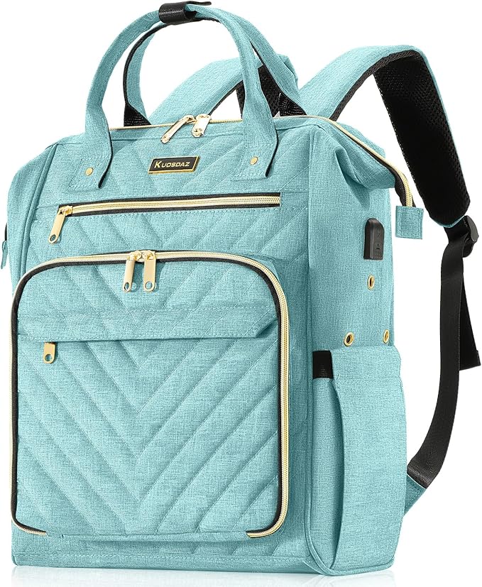 Knitting Bag Backpack, Yarn Organizer with USB Charging Port, Quilted Backpack for Women, Christmas Gifts Large Travel Crochet Bag Totes for Crochet Hooks, Knitting Needles, Yarn Supplies, Teal