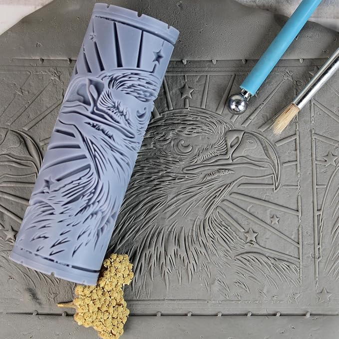 Eagle Clay Texture Roller (4") - America Set #01 - Embossing Pattern Roller for Polymer & Ceramic Clay, Pottery & Crafts