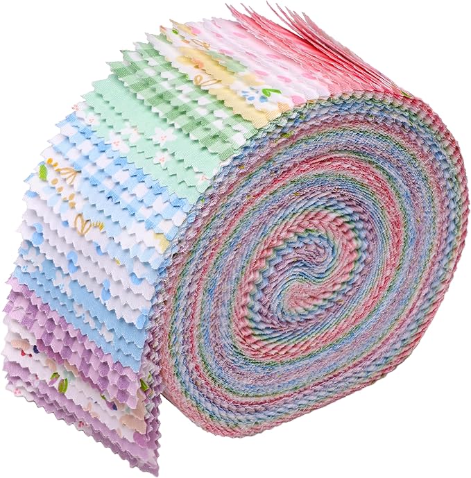 Hanjunzhao Jelly Rolls for Quilting Clearance 42 Strip 2.5" x 44" - Cotton Jelly Roll Fabric Strips Bundles - for Blanket, Rug, Upholstery, Quilt, Party Home Decor, and DIY Crafts (Sweet Garden)