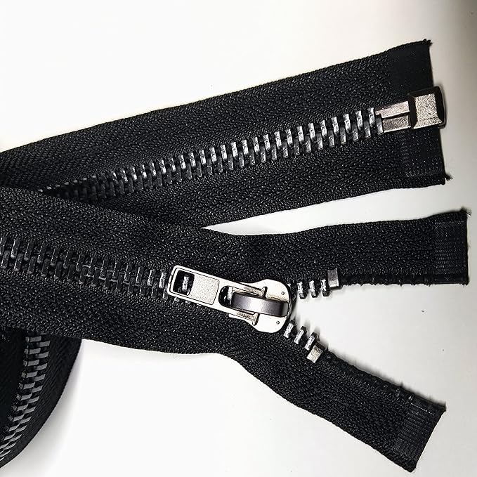 Leekayer #10 24 Inch Metal Zipper Black Nickel 60cm Separating Zipper for Sewing Crafts Jacket Coat Bags Dress Vest Luggage DIY Handmade Replacement Repair Heavy Duty