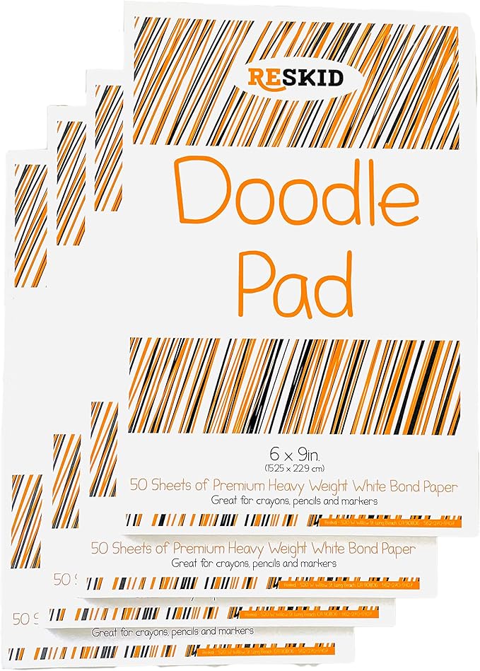Reskid Drawing Paper Pad (6 x 9 inches) - 50 Sheets, 4-Pack - Coloring Art Pads for Kids, Sketch Pad for Drawing Kids (6x9)