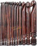 Rosewood Crochet Hooks Set - 15-25mm, Ergonomic Soft Grip - Ideal for Arthritic Hands & Yarn/Knitting - Christmas Gifts