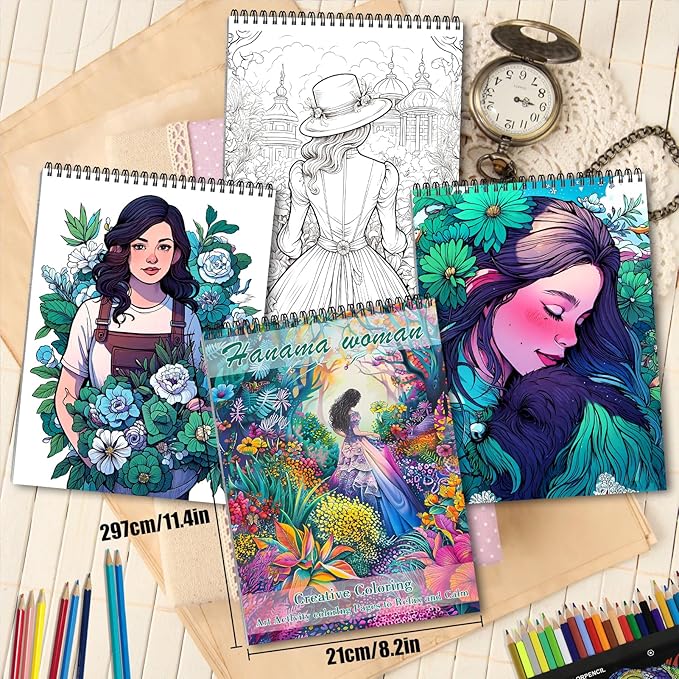 Anxiety Coloring Book for Adults, Coloring Book for Adults Relaxation, 24 Pages Coloring Books for Women Stress Relief, Spiral Bound Page Printed Single-Sided, Mindfulness Gifts for Women to Relax