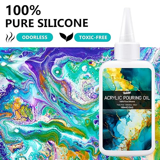 7oz Silicone Pouring Oil, 100% Pure Silicone Oil for Acrylic Pouring, Clear Dramatic Cell Activator for Acrylic Paint, Watercolor and Other Art Supplies, Non-Toxic and Odorless