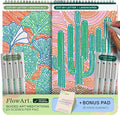 Lifelines FlowArt Activity Pad, 2-Pack & Bonus Pad - Guided Dot-by-Letter Art Meditations with Markers - Color by Number/Letter Coloring Books for Tweens, Adults & Seniors