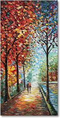 Art Hand-Painted Landscape Oil Painting Wall Art 24x48 Inchs Contemporary Abstract Vertical Texture Oil Painting for Living Room Bedroom Wall Decoration