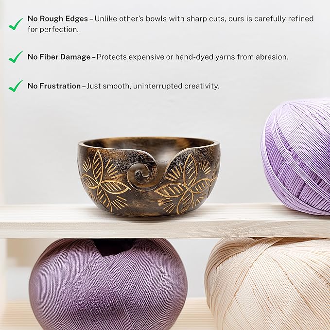 Nagina International Exquisite Premium Yarn Ball Storage Bowls | Hand Painted Lovely Decor Yet Functional Yarn Dispenser (Medium (7 x 3 x 7 Inches), Forest Fire)