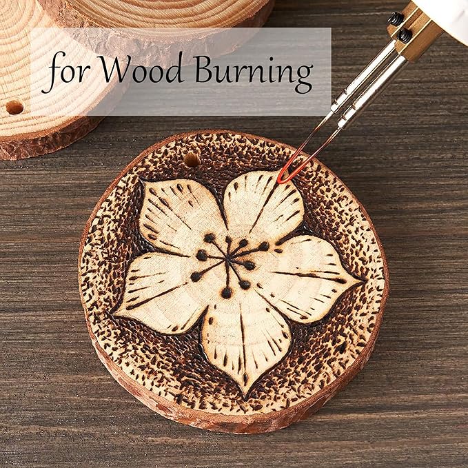 Unfinished Natural Wooden Slices 60 Pcs 3.2-4 Inch Wood Circles for Crafts DIY Christmas Ornament Craft Wood Kit with Bit,Blank Round Wood Slice with Bark for Art,Painting,Party (60)