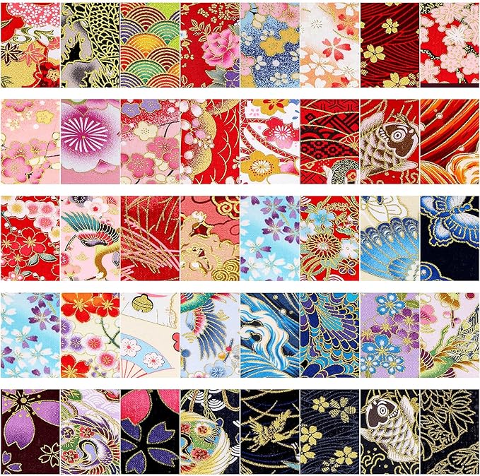 Tegeme 40 Pcs Japanese Jelly Fabric Strips for Quilting, Patchwork Roll 2.55 Inch Roll up Cotton Fabric Patchwork Craft for Quilters and Sewing DIY Crafts (Japanese Style)