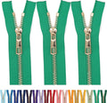 #5 Gold Metal Zipper - 50+ Colors - 3 PCS - (4-14 inches) Sizes - Luxury Lightweight Handcraft Metal Zippers with pulls for Purses Bags Pockets Shoes Sewing & Crafts DIY ZP02318