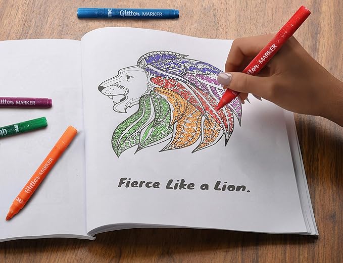 Inc. Multicolor Glitter Markers - 18 Assorted Colors, Sparkly Non-Toxic Water-Based Marker Set, Bullet Point Tip for Drawing, Coloring, Doodling, Journaling, Scrapbooking, DIY Art and Craft Projects