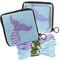 Pre Printed Needlepoint Wallet Kit for Kids Embroidery Arts and Crafts Set Cross Stitch Sewing Kit (Mermaid)