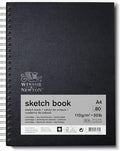 Winsor & Newton 6673011 Sketchbook with 80 Sheets Sketch Paper, 110 g/m², Hardcover Bound with Back, Micro-Perforated Sheets, Spiral Bound, DIN A5