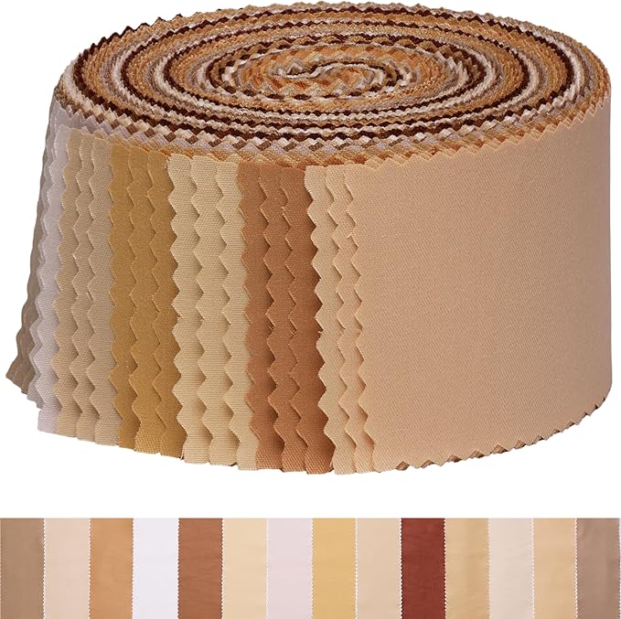 Solid Jelly Roll Fabric for Quilting 42 Strip 2.5" x 44", Cotton Fabric Strips Jelly Rolls for Quilting, Rug, Blanket, Quilt, and Crafts - Brown White Coffee Khaki Cream Ivory Natural