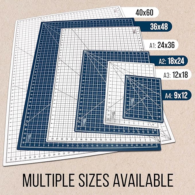 U.S. Art Supply 18" x 24" Self-Healing Cutting Mat 5-Ply - Double-Sided White/Blue Craft Mat, Non-Slip Cutting Mats for Crafts, Sewing, Quilting, Scrapbooking