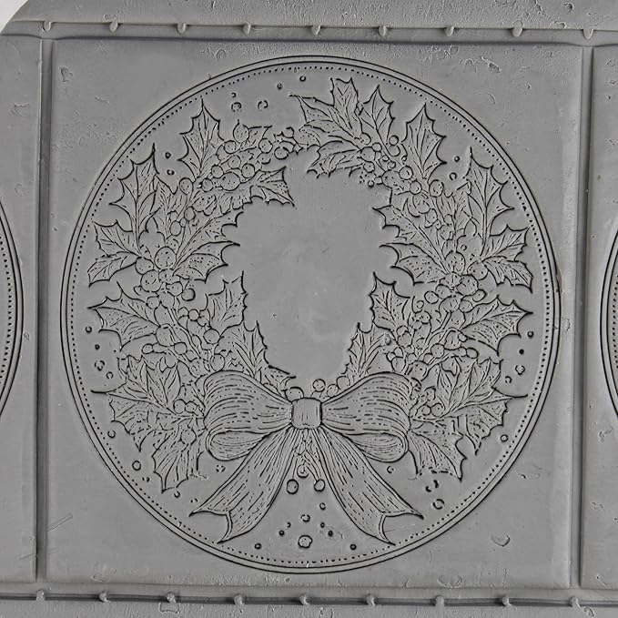 Wreath Clay Texture Roller (4") - Christmas Set #01 - Embossing Pattern Roller for Polymer & Ceramic Clay, Pottery & Crafts