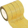 Zonon 4 Rolls 0.6 Inch x 11 Yards Glitter Washi Tape Crafting Glitter Masking Tape for Festival Decoration Scrapbooking, Journal, Planner, Gift Wrapping(Golden)