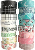 ZYNSHE Washi Tape Set of 16 Rolls of 15 mm Wide Cute Decorative Washi Tape for Journaling, Scrapbook, Washy Crafts, Bullet Journals, Planners, DIY Décor, Gift Wrapping, Craft Supplies (Serenity)