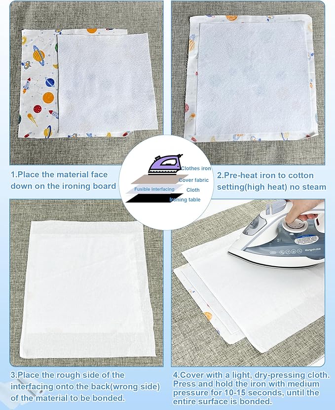 PLANTIONAL Iron-On Fusible Fleece Interfacing: 16.5 Inches x 10 Yards Medium Weight Single-Sided Loft Iron On Fusible Fleece White for Sewing Crafting and Home Decor