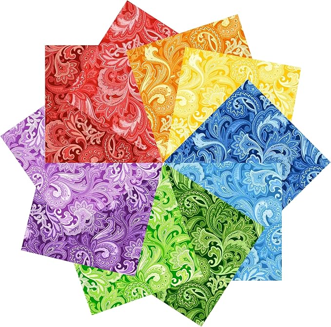 Jelly Roll Fabric 100% Cotton Quilting Fabric, 40 Pre-Cut Strips (2.5 x 44 Inch) for Quilting and Sewing - 10 Assorted Floral Prints-Paisley Floral