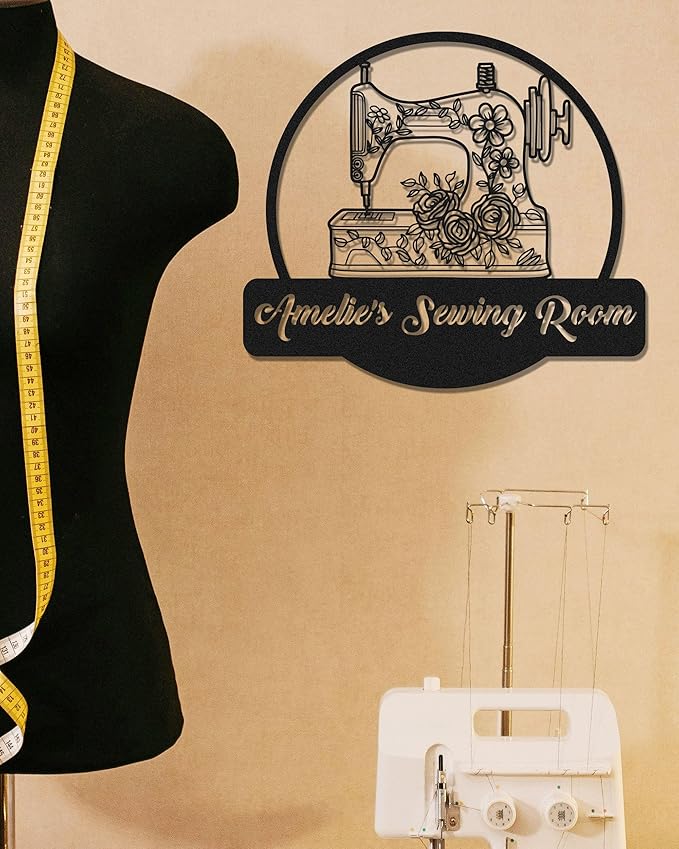 Custom Sewing Room Sign, Personalized Metal Quilting Sign, Sewing Room Decor, Sewing Machine Sign, She Shed Craft Room Decor, Personalized Sewing Gifts for Women