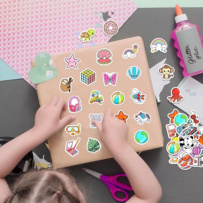 100 Pcs Glow in The Dark Cute Water Bottle Stickers for Kids, Cartoon Mixed Animals Laptop Decals, Waterproof Vinyl Skateboard Phone Case Scrapbook Stationery Box Decorative Sticker