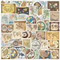 50Pcs Vintage Maps Stickers Pack, Graffiti World Maps Decals for Suitcase Guitar Water Bottles Laptop Computer Scrapbook Kindle Journal, Retro Waterproof Stickers for Adults