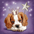 DIAMOND ART CLUB Night Fairy King Charles Puppy Diamond Painting Kit, Fun DIY Crafts for Adults, Round Diamond Art Canvas, 13" x 13"