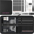 HIFORNY 42 PCS Drawing Set, Sketching Kit with Graphite & Charcoal Pencils, Blending Tools, Erasers & Accessories, Portable Zippered Travel Case for Artists & Beginners
