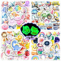 100 Pcs Glow in The Dark Cartoon Water Bottle Stickers for Kids, Cute Waterproof Vinyl Laptop Decals, Kawaii Animals Plants Natural Elements Decorative Sticker Packs