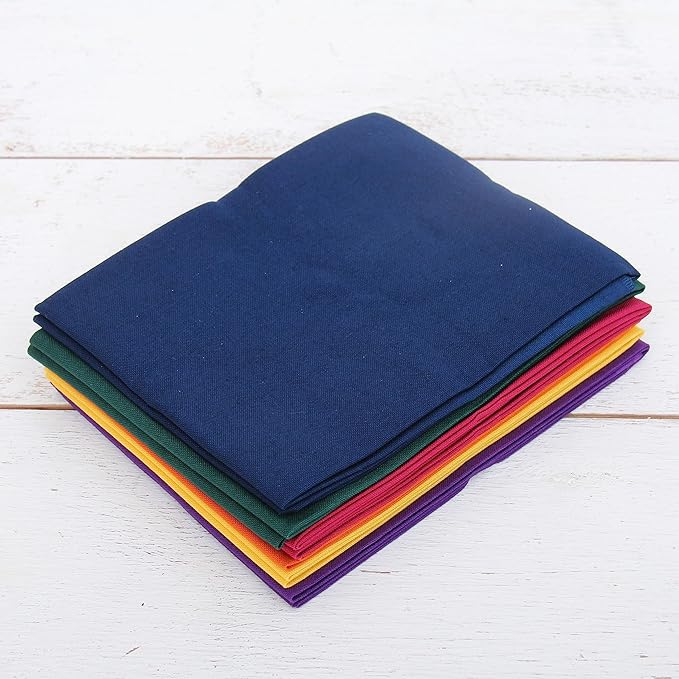 Threadart 6 Fat Quarter Bundles - Dark Rainbow Solids 100% Cotton Fabric - Premium 100% Cotton Quilting Fabric - No Duplicates - Full Size Fat Quarters 18"x21"