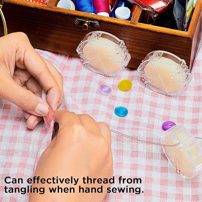 Maitys 4 Pcs Thread Wax Thread Conditioner Beeswax for Hand Sewing Embroidery Beeswax Floss Conditioner for Quilting Sewing Strengthening Line Embroidery Wax (Colorless,Clear Case)