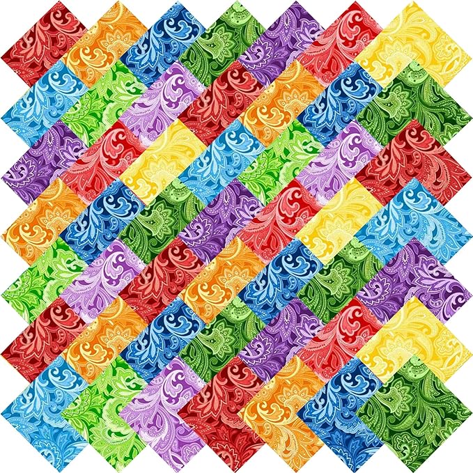 Jelly Roll Fabric 100% Cotton Quilting Fabric, 40 Pre-Cut Strips (2.5 x 44 Inch) for Quilting and Sewing - 10 Assorted Floral Prints-Paisley Floral