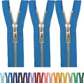 #5 Gold Metal Zipper - 50+ Colors - 3 PCS - (4-14 inches) Sizes - Luxury Lightweight Handcraft Metal Zippers with pulls for Purses Bags Pockets Shoes Sewing & Crafts DIY ZP024014