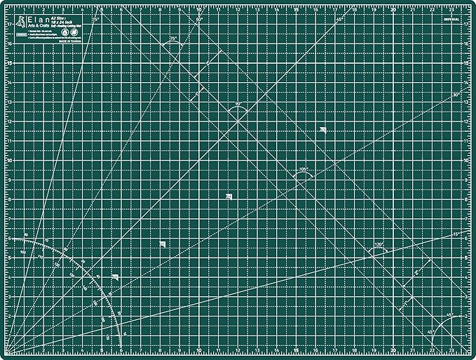 Elan Cutting Mat A2 Green, Self Healing Cutting Mat 18x24 Inch, 5-Ply Craft Board Green, Hobby Board for Crafts 18x24 Inch