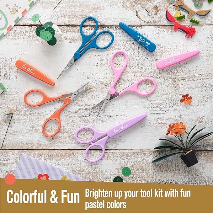 Beaditive High Precision Detail Scissors Set (2-Pc) Sharp, Fine Tips | Paper Cutting, Scrapbooking, Sewing, Crafting | Stainless Steel | Protective Cover (Mid Century)