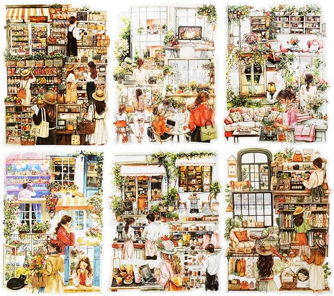 120PCS Cozy Daily Life PET Stickers Set, Character and Aesthetic Scenes for Scrapbooking, Journaling, and DIY Crafts