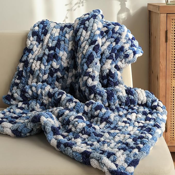 Jumbo Chunky Yarn for Hand Knitting - Super Thick Chenille Chunky Yarn for Crocheting - Extra Soft Bulky Fluffy Blanket Big Yarns 8 Jumbo Pack (27yds,8 oz Each Skein)