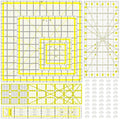 Quilting Rulers, 7 Piece Acrylic Ruler, Fabric Cutting Ruler (12.5"X12.5", 9.5"X9.5", 6"X6", 4.5"X4.5",12"x6.5",9"x3",12"x2"), Sewing & Quilting Templates