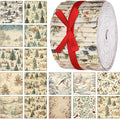 40 Pcs Woodland Christmas Quilting Fabric Roll 2.56 Inch Precut Fabric Squares Jelly Patchwork Santa Red Cardinal Strips Materials for Winter Xmas Holiday Craft Sewing Panels DIY