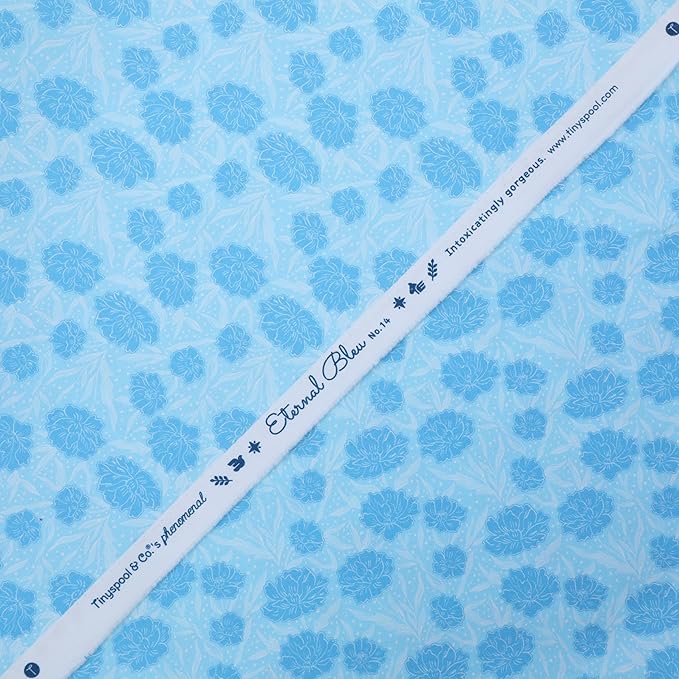 Tinyspool & Co. 100% American Cotton Fabric – 3 Yard Cut Quilting Fabric – Prewashed Preshrunk Yardage for Quilt Backing Borders Binding Sewing Crafts – Eternal Bleu No.14 – Summer Blue